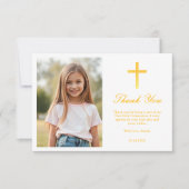 金ゴールドエレガントクロスガールズファースト聖餐式 サンキューカード (正面)