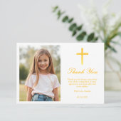 金ゴールドエレガントクロスガールズファースト聖餐式 サンキューカード (スタンド正面)