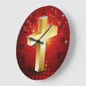 金ゴールドエレガントクロスクリスマスウォール時計 ラージ壁時計 (傾斜)