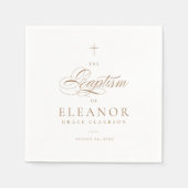 金ゴールドエレガントクロススクリプト書道バプテスマ スタンダードカクテルナプキン (正面)