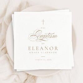 金ゴールドエレガントクロススクリプト書道バプテスマ スタンダードカクテルナプキン