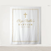 金ゴールドエレガントクロスバプテスフォトブース背景 タペストリー (正面)