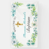 金ゴールドエレガントクロスバプテスマ披露宴歓迎 横断幕 (縦)