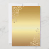 金ゴールドエレガントクロスバプテスマ金ゴールドフローラレース 招待状 (裏面)