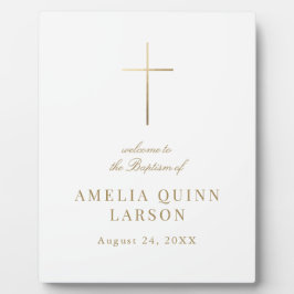 金ゴールドエレガントクロスバプテスマ《キリスト教》洗礼式や命名式歓迎 フォトプラーク
