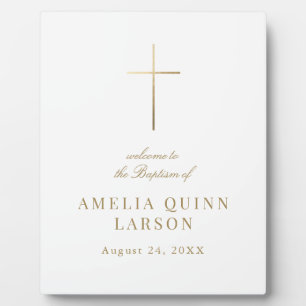 金ゴールドエレガントクロスバプテスマ《キリスト教》洗礼式や命名式歓迎 フォトプラーク