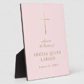 金ゴールドエレガントクロスバプテスマ《キリスト教》洗礼式や命名式歓迎 フォトプラーク (側面)