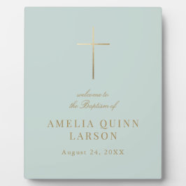 金ゴールドエレガントクロスバプテスマ《キリスト教》洗礼式や命名式歓迎 フォトプラーク