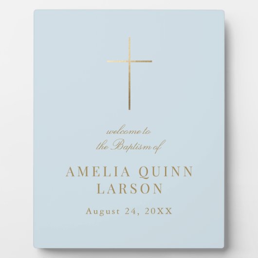 金ゴールドエレガントクロスバプテスマ《キリスト教》洗礼式や命名式歓迎 フォトプラーク (正面)