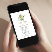 金ゴールドエレガントクロスバプテスマ 招待状