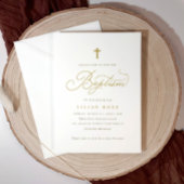 金ゴールドエレガントクロスバプテスマ 招待状