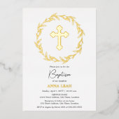 金ゴールドエレガントクロスバプテスマ 箔招待状 (正面)