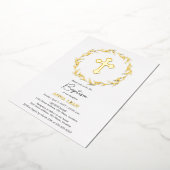 金ゴールドエレガントクロスバプテスマ 箔招待状 (回転した状態)