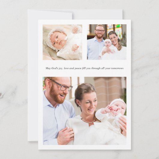 金ゴールドエレガントクロスユーカリ写真バプテスマ サンキューカード (裏面)