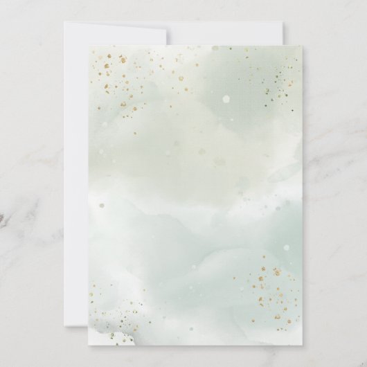 金ゴールドエレガントクロス多汁グリーンバプテスマ 招待状 (裏面)