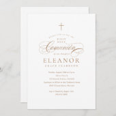 金ゴールドエレガントクロス書道ファーストコムニオン 招待状 (正面/裏面)