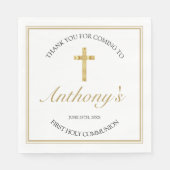 金ゴールドエレガントクロス最初の聖餐式ホワイト スタンダードランチョンナプキン (正面)