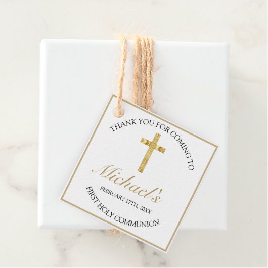 金ゴールドエレガントクロス最初の聖餐式ホワイト フェイバータグ (インサイチュ)