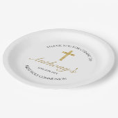 金ゴールドエレガントクロス最初の聖餐式 ペーパープレート (アングル)