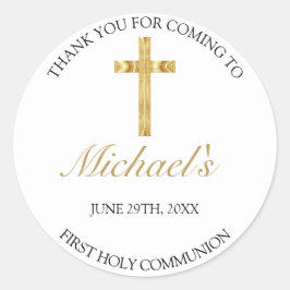 金ゴールドエレガントクロス最初の聖餐式 ラウンドシール