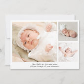 金ゴールドエレガントクロス緑の写真コラージバプテスマ サンキューカード (裏面)