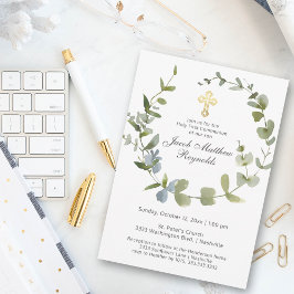 金ゴールドエレガントクロス聖域の緑 招待状