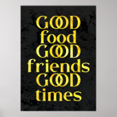 金ゴールドエレガントグッドフードフードフレンズ&タイムズ引用文 ポスター (正面)