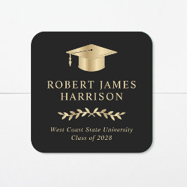 金ゴールドエレガントグラッドキャップブラック卒業 スクエアシール