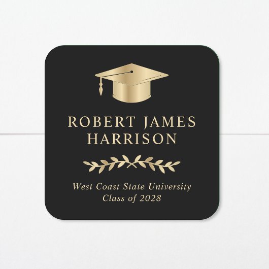 金ゴールドエレガントグラッドキャップブラック卒業 スクエアシール