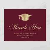 金ゴールドエレガントグラッドキャップ写真卒業ありがとう ポストカード (正面)