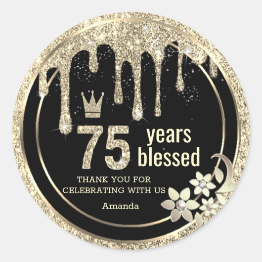 金ゴールドエレガントグラマーDRIPSありがとう ラウンドシール (正面)