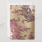 金ゴールドエレガントグラムブルゴーニュハート結婚ズ 招待状 (裏面)