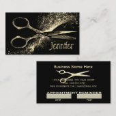 金ゴールドエレガントグラムヘアスタイリストアポイントメント 予約カード (正面/裏面)