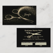 金ゴールドエレガントグラムヘアスタイリストアポイントメント 予約カード (正面/裏面)