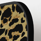 金ゴールドエレガントグラムレオパードのペルソナライズ ピックルボールラケット (左詳細)