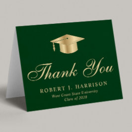 金ゴールドエレガントグラードキャップグリーン卒業 サンキューカード
