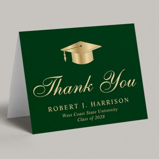 金ゴールドエレガントグラードキャップグリーン卒業 サンキューカード