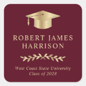 金ゴールドエレガントグラードキャップバーガンディーレッド卒業 スクエアシール (正面)