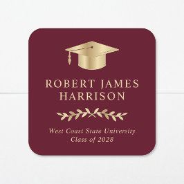 金ゴールドエレガントグラードキャップバーガンディーレッド卒業 スクエアシール