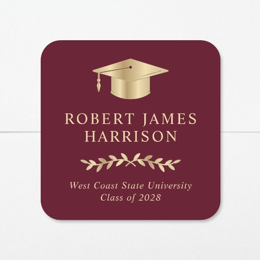 金ゴールドエレガントグラードキャップバーガンディーレッド卒業 スクエアシール