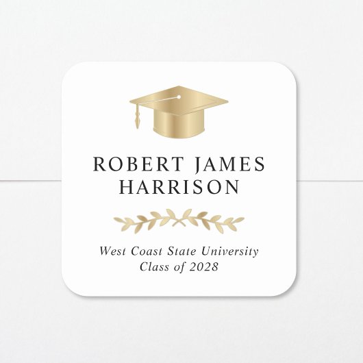 金ゴールドエレガントグラードキャップホワイト卒業 スクエアシール