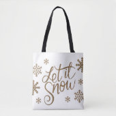 金ゴールドエレガントグリッターそれを雪文字雪の結晶 トートバッグ (正面)