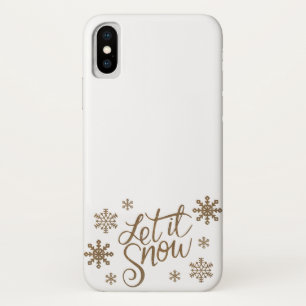 金ゴールドエレガントグリッターそれを雪文字雪の結晶 iPhone X ケース