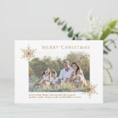 金ゴールドエレガントグリッターのクリスマスフォト シーズンカード (スタンド正面)