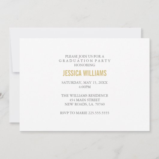 金ゴールドエレガントグリッターの卒業案内 招待状 (裏面)