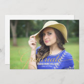 金ゴールドエレガントグリッターの卒業案内 招待状 (正面/裏面)