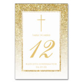 金ゴールドエレガントグリッターの確認又は洗礼 テーブルナンバー (正面)