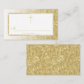金ゴールドエレガントグリッターの確認又は洗礼 プレイスカード (正面/裏面)