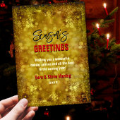 金ゴールドエレガントグリッターの雪片クリスマスグリーティング シーズンカード