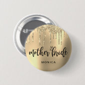 金ゴールドエレガントグリッターは花嫁の母親を乾燥させる 缶バッジ (正面&裏面)